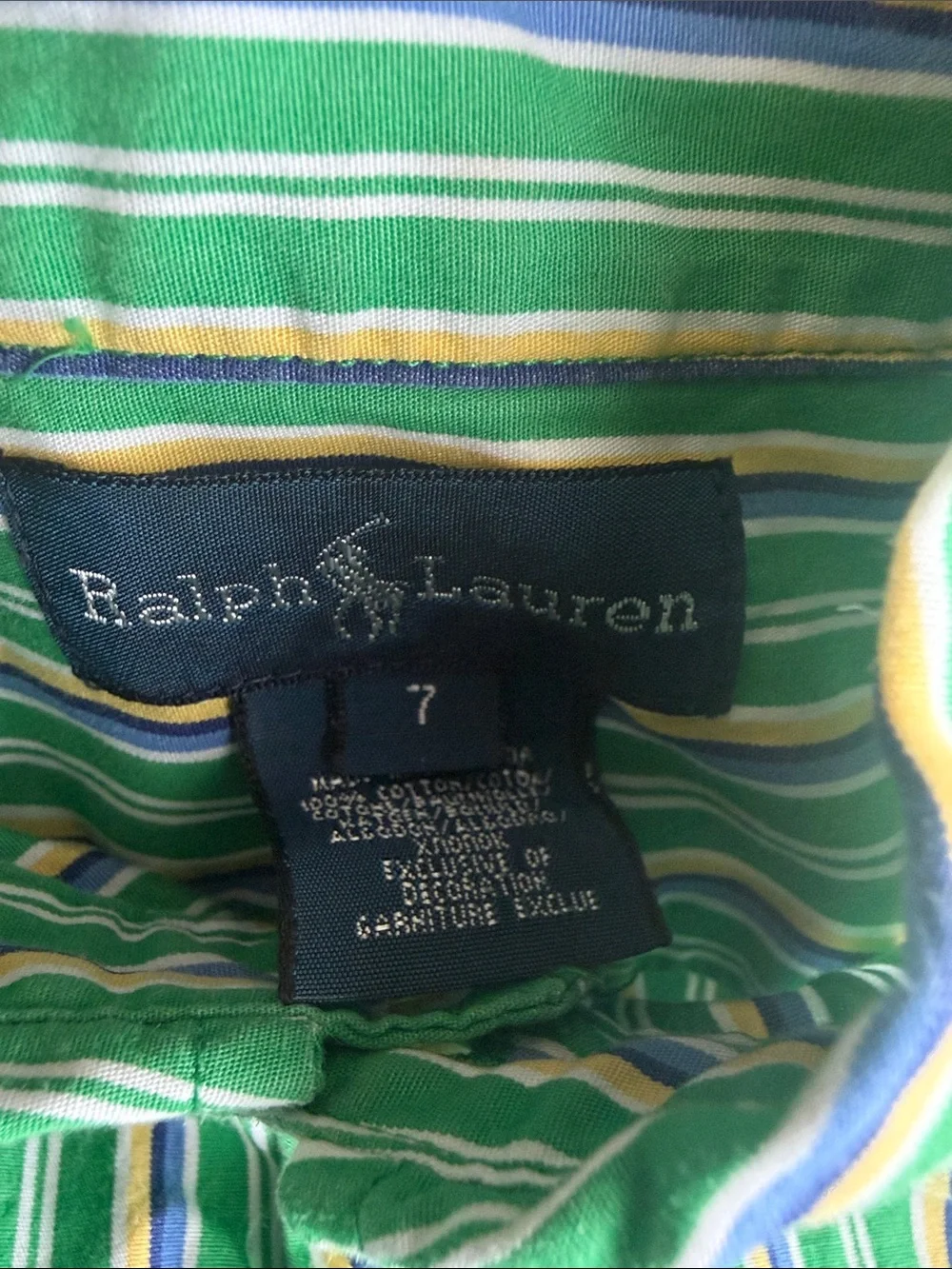 Ralph Lauren Green Blue White Multi-Stripe Button-Down Shirt